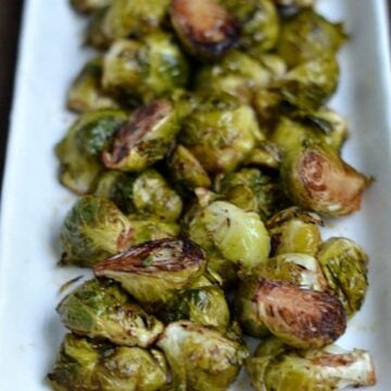 A plate of roasted brussel sprouts