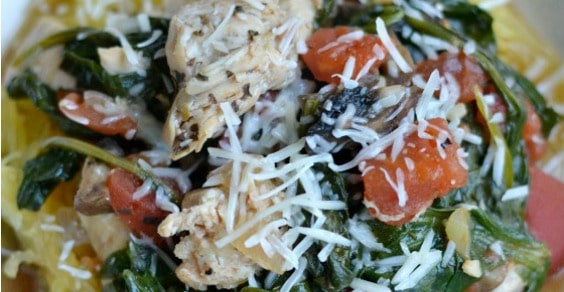 Chicken Spinach Mushroom Spaghetti Squash - To Simply Inspire