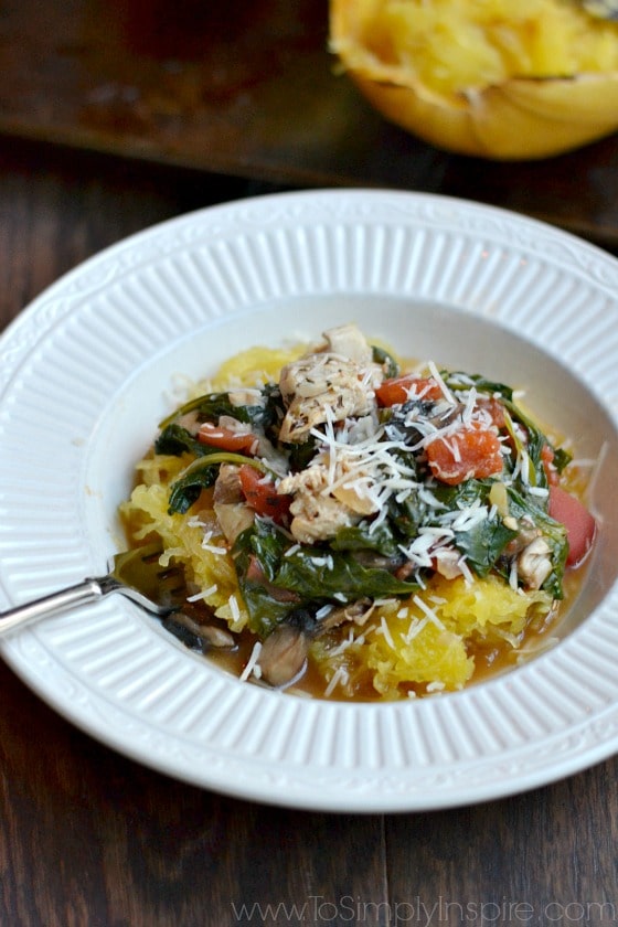 Chicken Spinach Mushroom Spaghetti Squash1