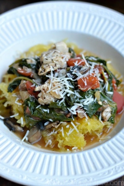 Chicken Spinach Mushroom Spaghetti Squash