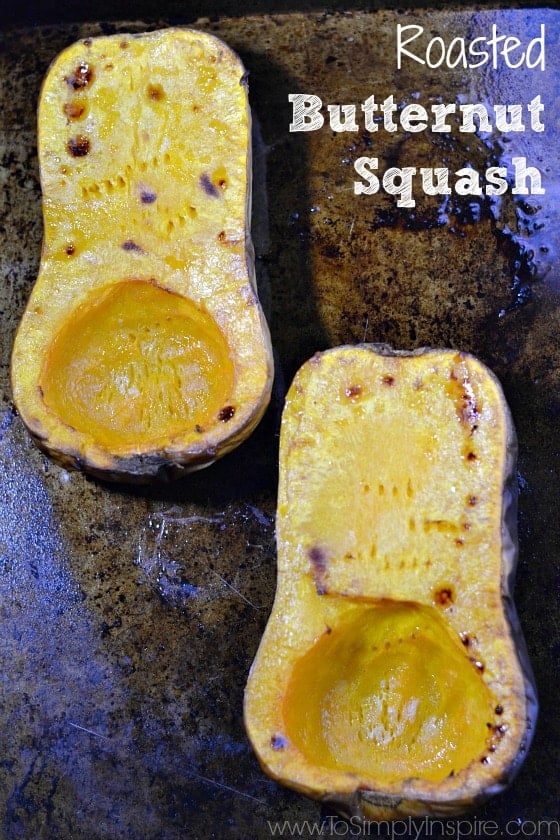 Roasted Butternut Squash on a baking sheet