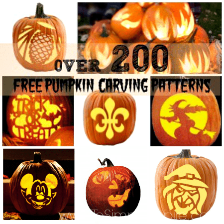 If you are looking for ideas for a fun new Jack-o-lantern this year, here are loads of Free Pumpkin Carving Patterns to get your creative juices flowing. a collage of free printable pumpkin carving patterns
