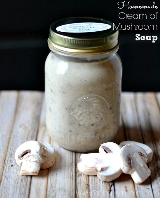 a mason jar full of cream of mushroom soup