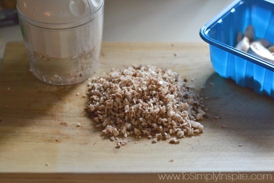 chopped mushrooms on a cutting board