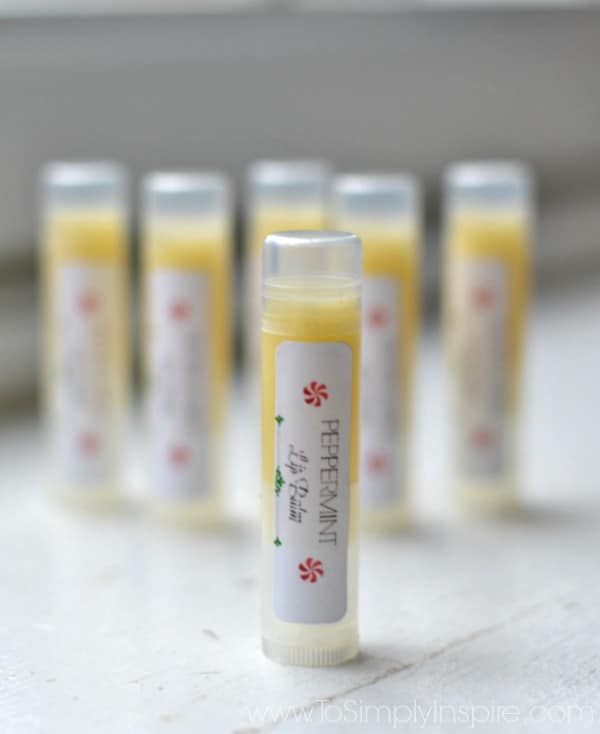 six tubes of homemade lip balm