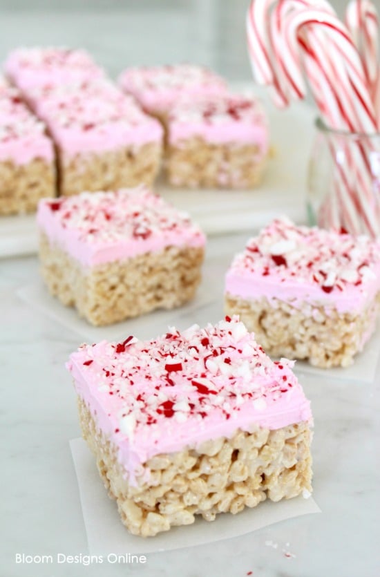 Pink Peppermint Krispies Treats