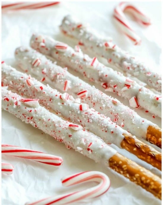 White Chocolate Peppermint Pretzels