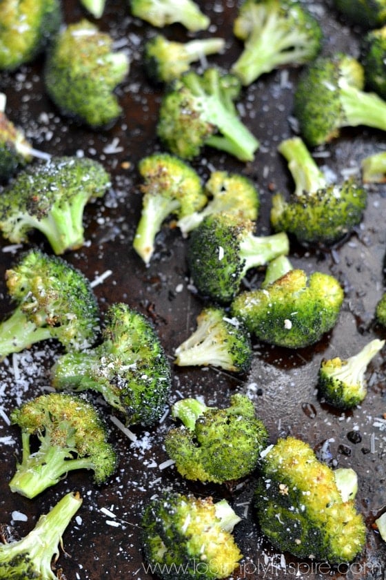 GRoasted Broccoli on baking sheet
