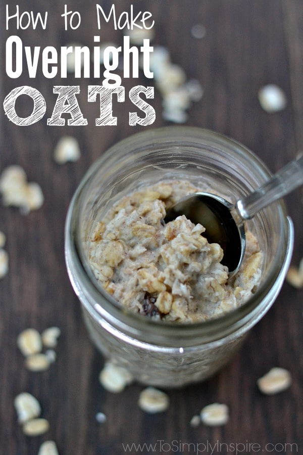 a mason jar with oatmeal and a spoon