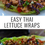 lettuce wraps with ground turkey, red peppers, purple cabbage and spices.