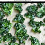 baked kale chips with text overlay