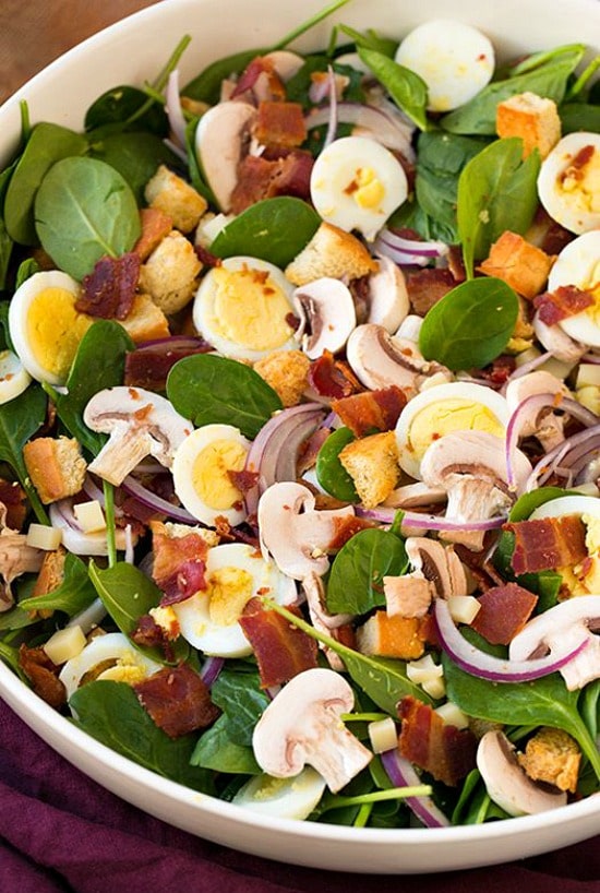 spinach salad with warm bacon dressing