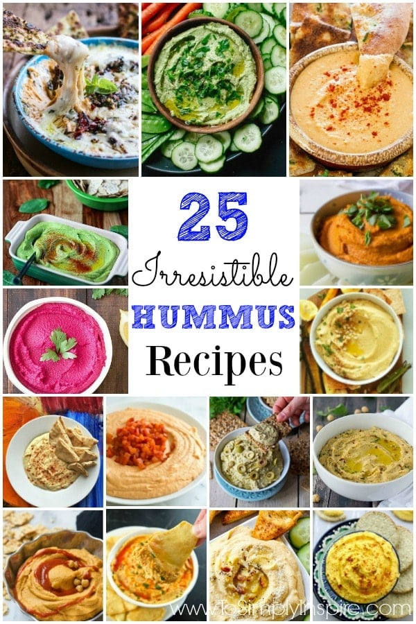 Many different types of hummus in bowls