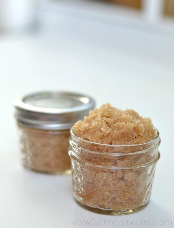 two small mason jars with brown sugar scrub