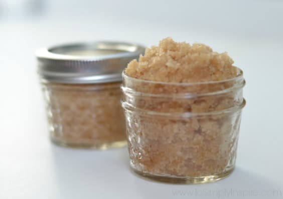 two small mason jars with brown sugar scrub