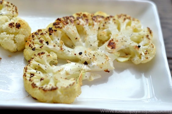 A white plate with Cauliflower Steak