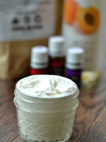 A close up of homemade lotion in a mason jar