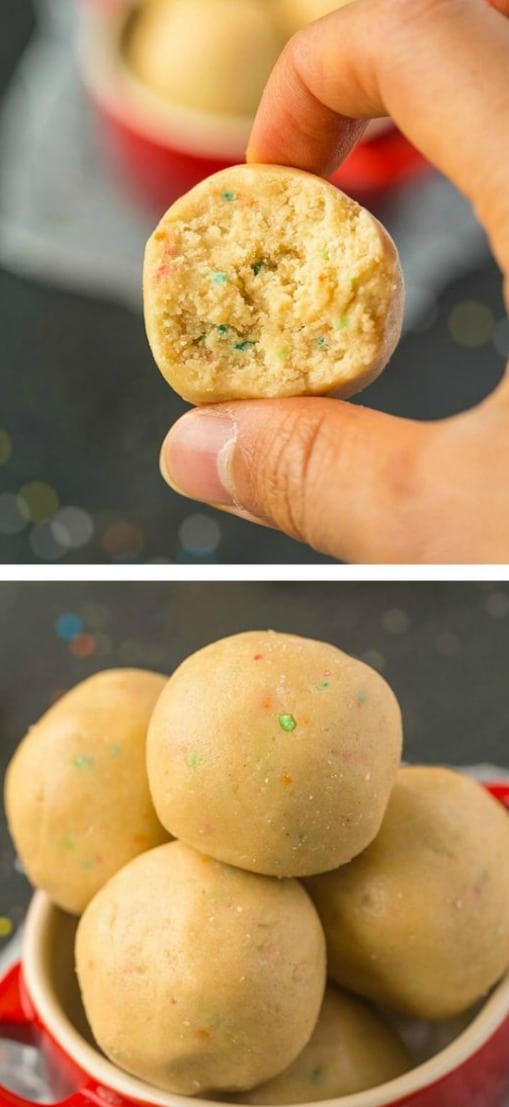 Healthy No Bake Cake Batter Bites