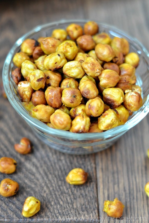 a closeup of roasted chickpeas