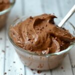 A closeup of avocado Chocolate Pudding recipe in a little glass bowl