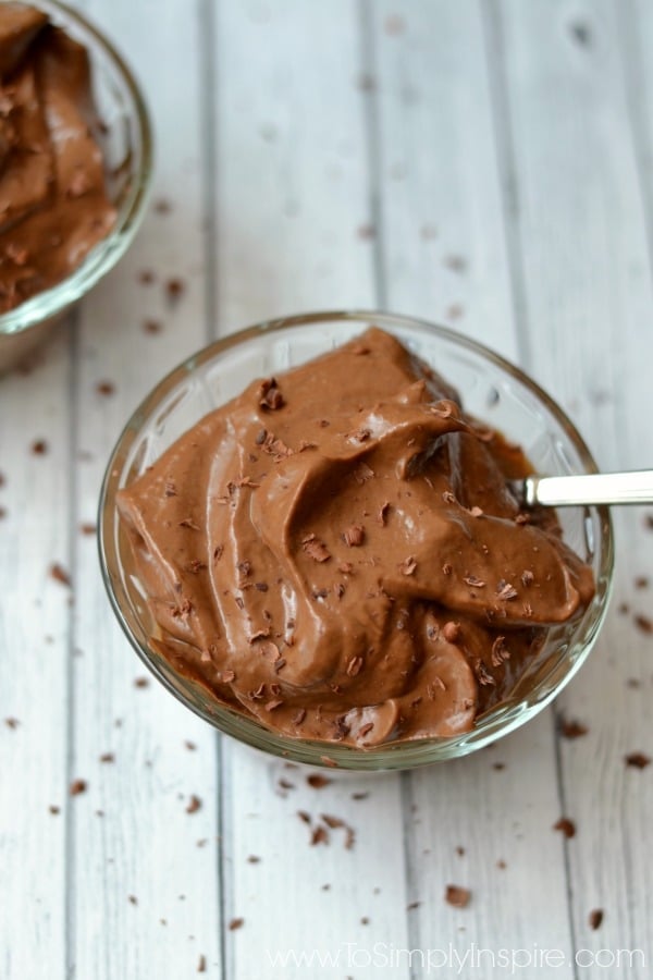 A closeup of avocado Chocolate Pudding recipe