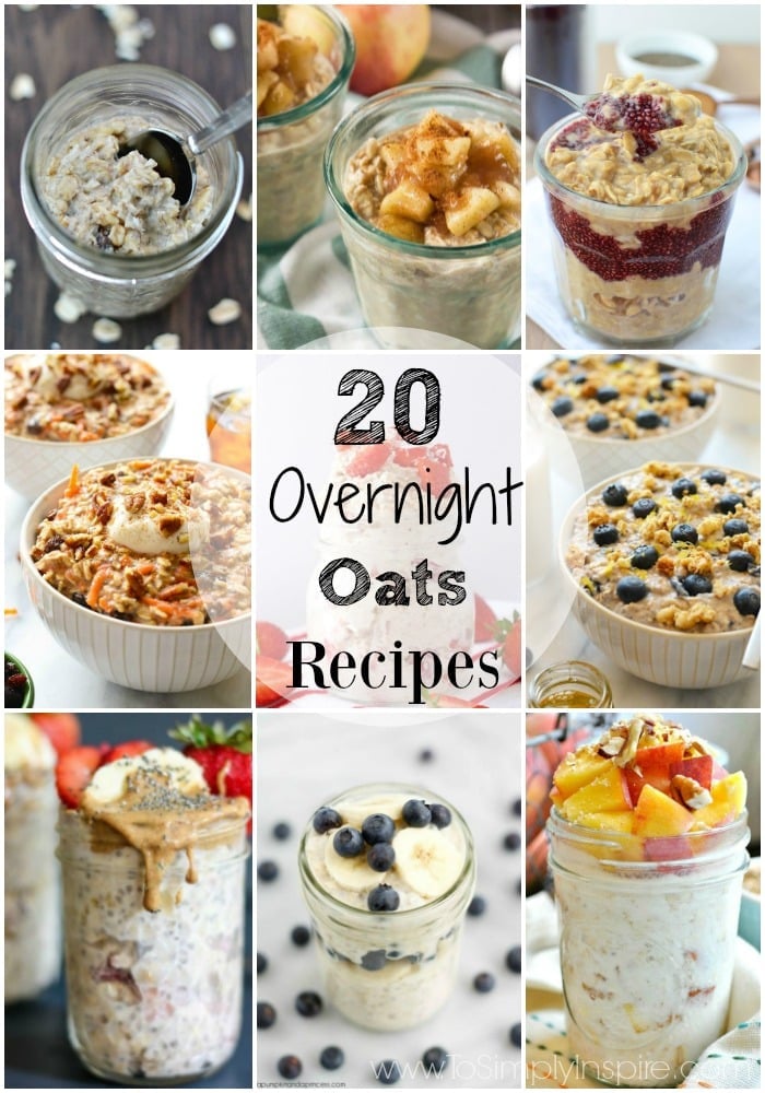 a collage with 8 different overnight oatmeal recipes