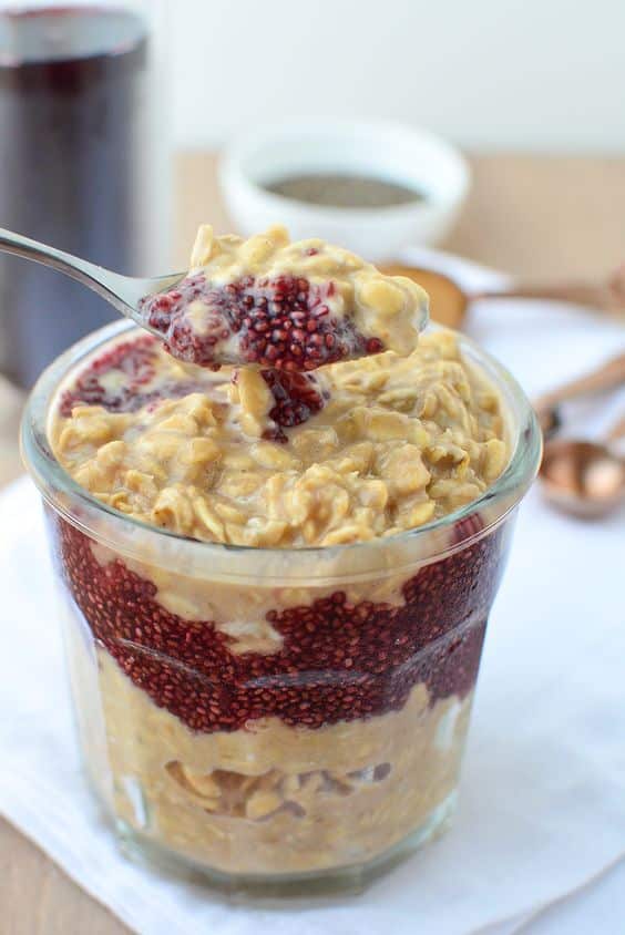 PB and J overnight-oats: