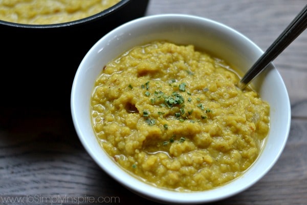 A white bowl of lentils 