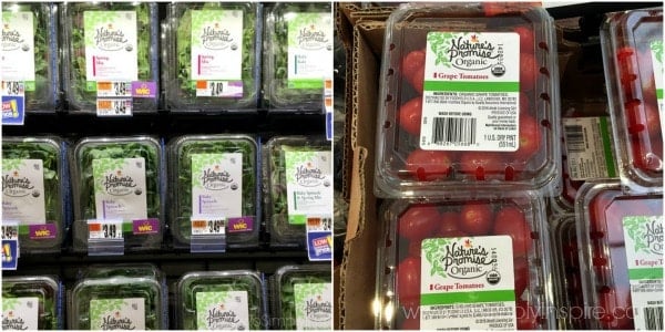 a store display of lettuce and tomatoes