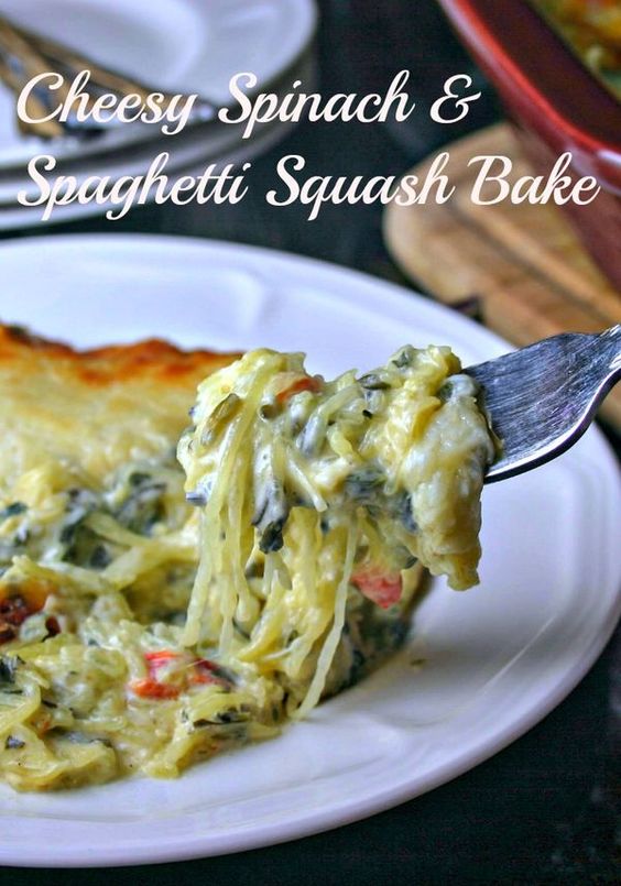 spaghetti squash with creamy spinach sauce
