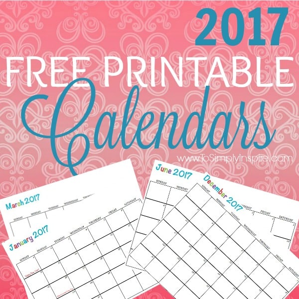 a banner that says 2017 free printable calendars