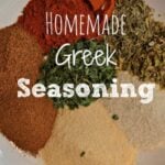 piles of seasonings on a plate with text overlay Homemade Greek Seasoning
