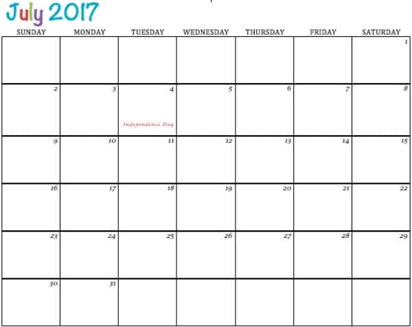 july-2017-printable-Free Printable 2017 Calendars