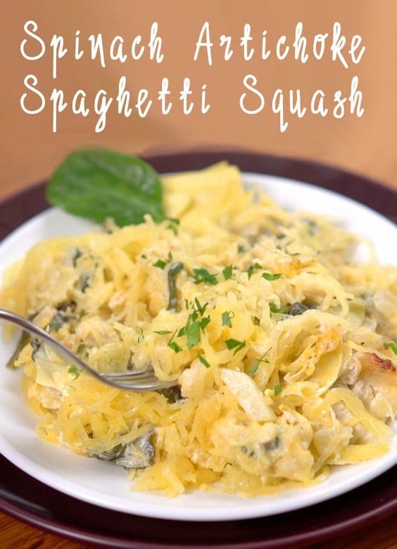 spaghetti squash with artichoke sauce