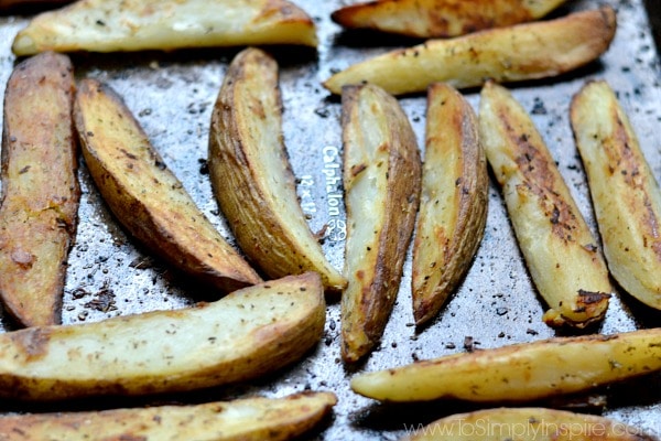 closeup of potato wedges