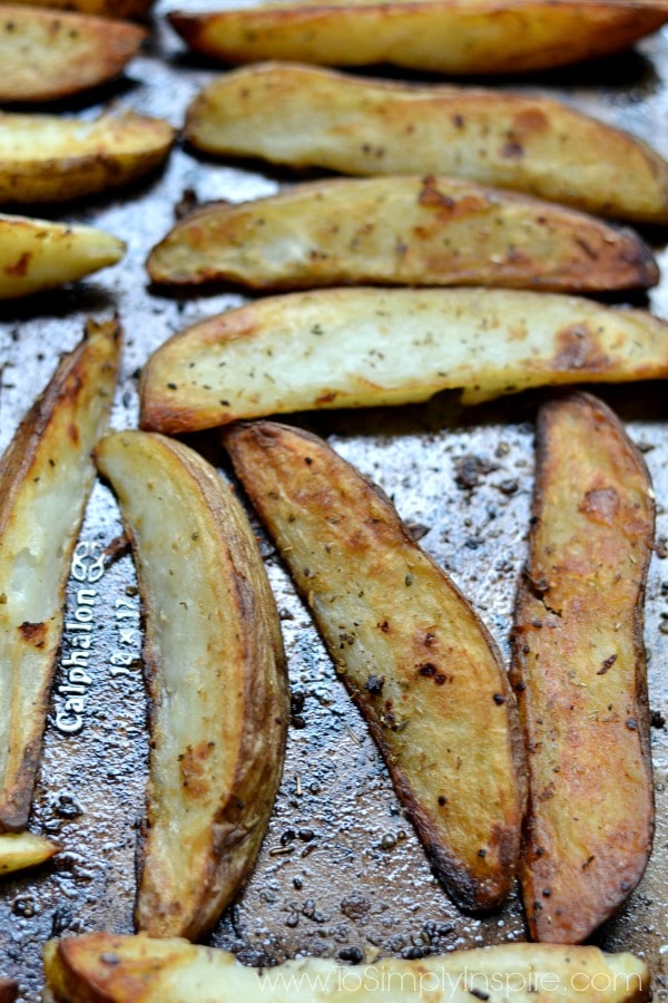 closeup of potato wedges