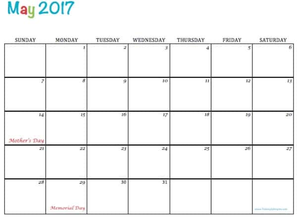 free printable may 2017 calendar