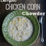 chicken corn chowder in a green bowl