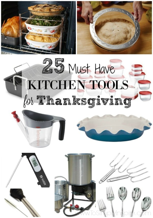 a bunch of kitchen tools in a collage with text overlay