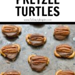 Rolo Pretzel Turtles recipe on a baking sheet