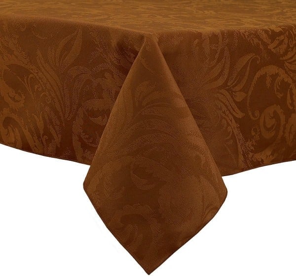 a rust colored thanksgiving table cloth
