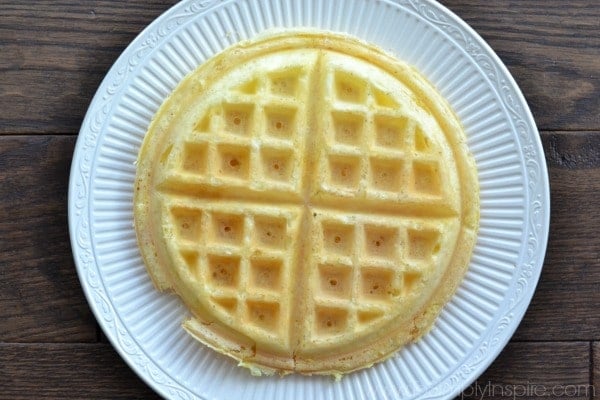 Closeup of Protein powder Waffle on a white plate