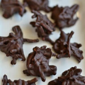 a plate full of chocolate haystack treats