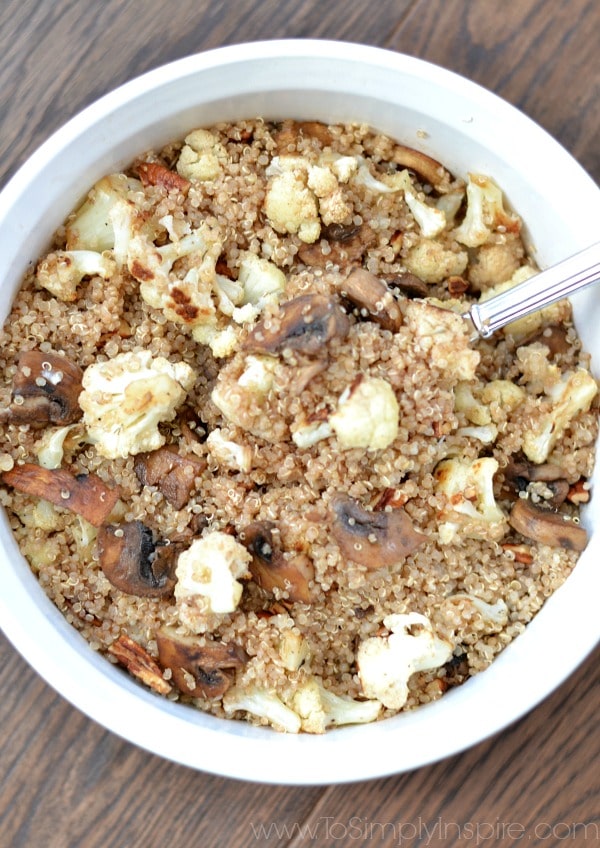 Balsamic Roasted Cauliflower and Mushroom Quinoa To Simply Inspire