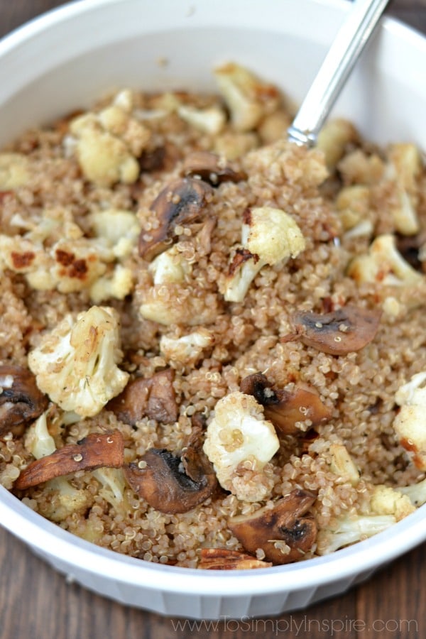 Balsamic Roasted Cauliflower and Mushroom Quinoa To Simply Inspire