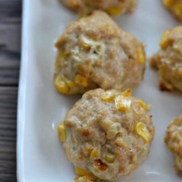 Closeup of Turkey Taco Balls on a white plate