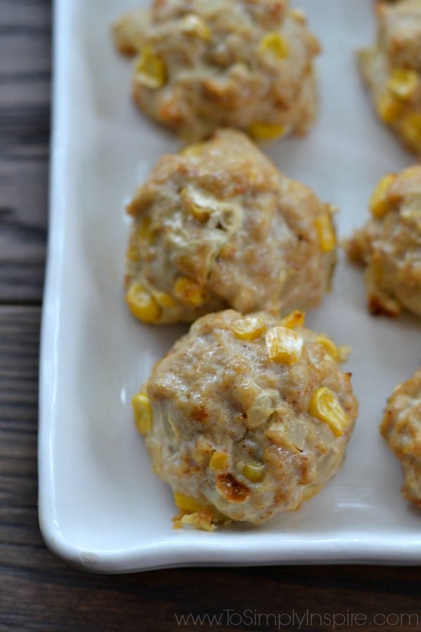 Closeup of Turkey Taco Balls on a white plate