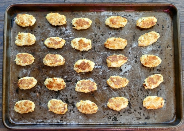 Cauliflower Tots recipe on baking sheet