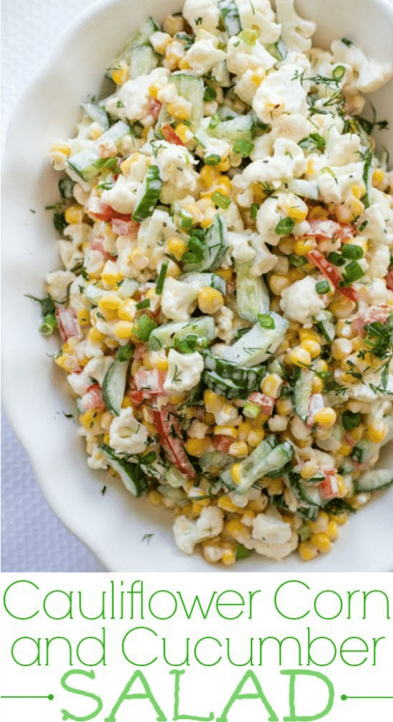 Cauliflower Corn and Cucumber Salad