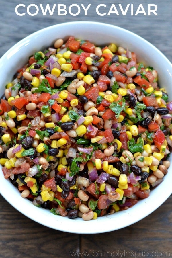 Cowboy Caviar Recipe in a big white bowl